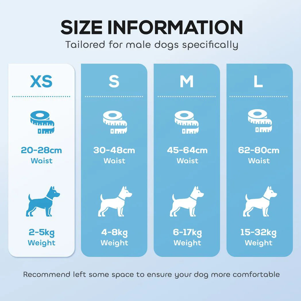 PawHut Disposable Male Dog Nappies, 48 Count with Leakproof 6-Layer Core – Incontinence & Training, Size XS