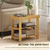 HOMCOM 2-Tier Bamboo Shoe Storage Bench – Slatted Shelves, Natural Finish