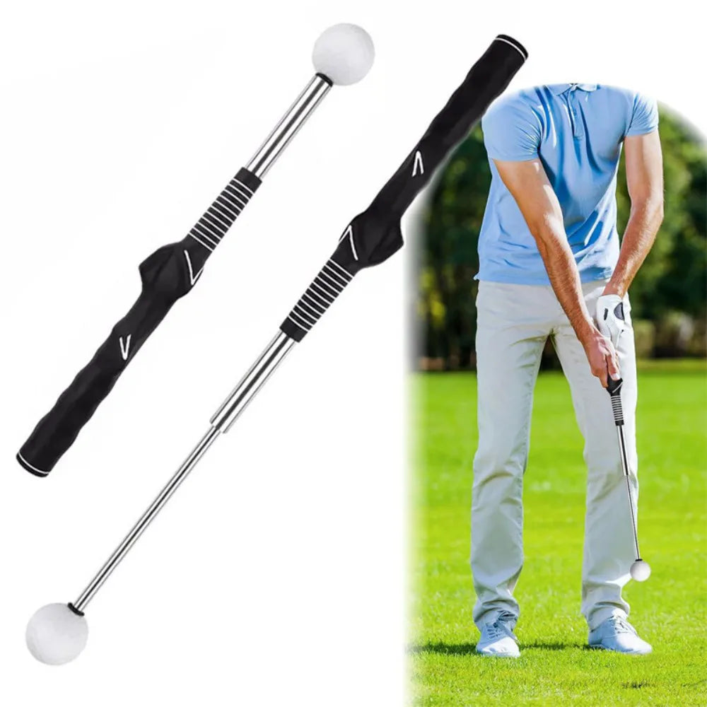 Retractable Golf Swing Trainer with Click Feedback – Portable Tempo & Grip Aid for Indoor Practice