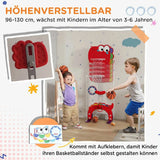 AIYAPLAY 5-in-1 Dinosaur Basketball Set with Adjustable Stand, Golf & Ring Toss – Indoor Kids Sports Toy, Red