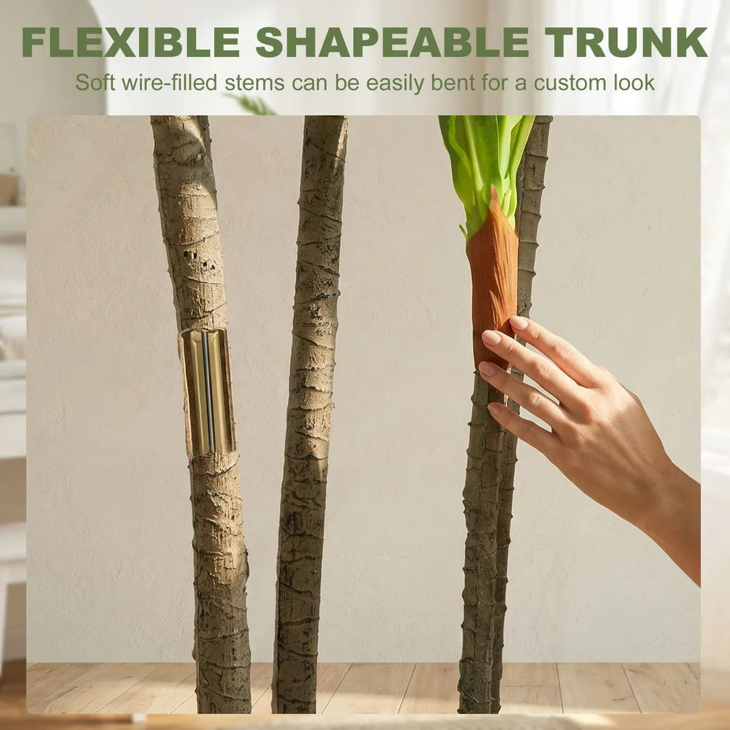 HOMCOM 150 cm Artificial Dracaena Tree with Bendable Trunks and White Pot – Lifelike Fake Plant, Green