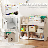AIYAPLAY Bear Kids Toy Storage Unit with Open Bookshelf – Organiser for Bedroom, Nursery & Playroom, White