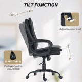 HOMCOM Linen-Look Office Chair with Double-Padded Seat & Back, Height Adjustable Swivel Desk Chair – Black