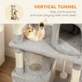 PawHut 170cm Large Cat Tree with 7 Scratching Posts, 2 Condos & Hammock – Multi-Level Cat Tower, Light Grey