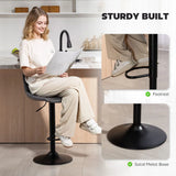 HOMCOM Set of 2 Height Adjustable Swivel Bar Stools with Footrest – Leathaire Kitchen Island Stools, Charcoal Grey