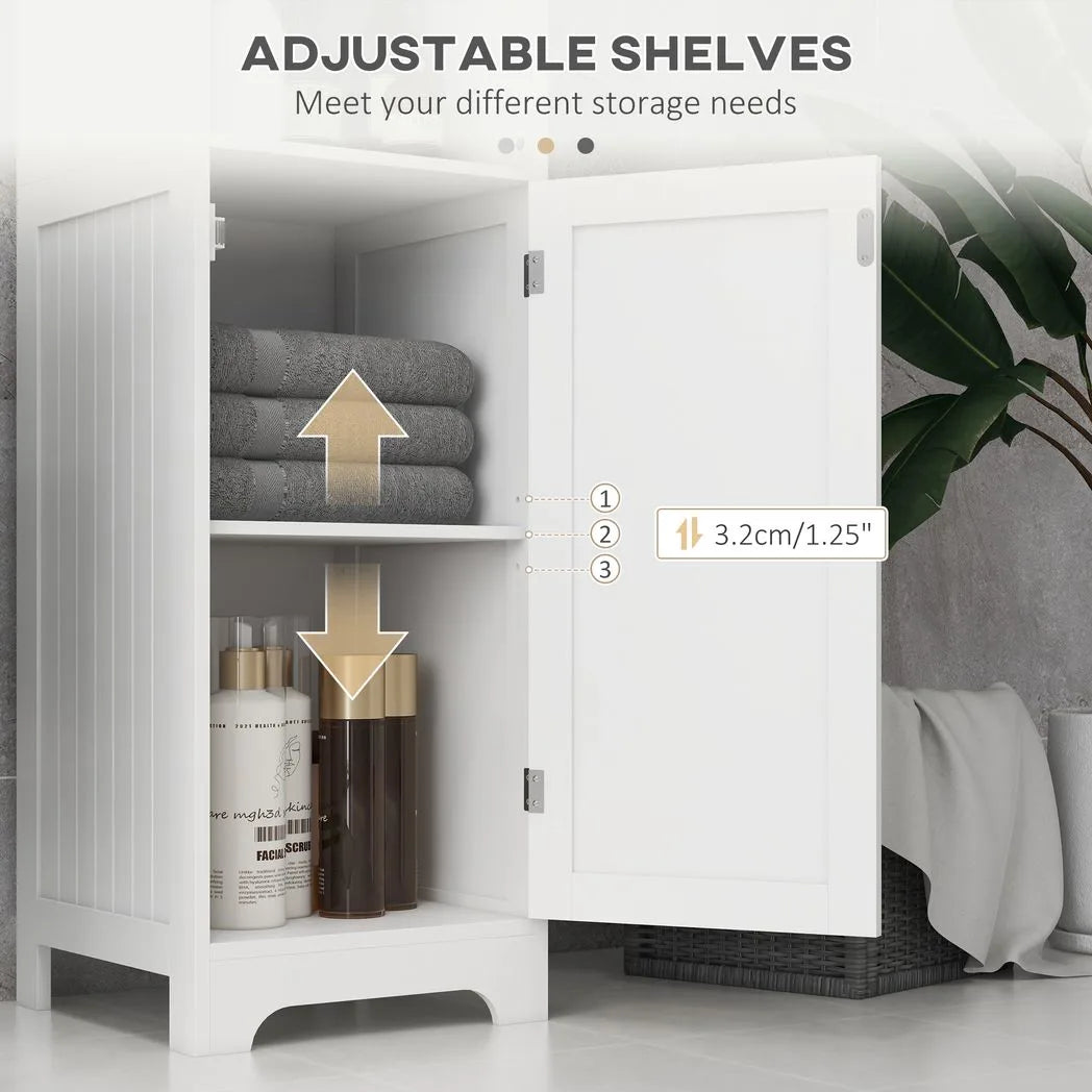 HOMCOM Slim Tall Bathroom Storage Cabinet with 3 Open Shelves and Adjustable Shelf – Space-Saving, White