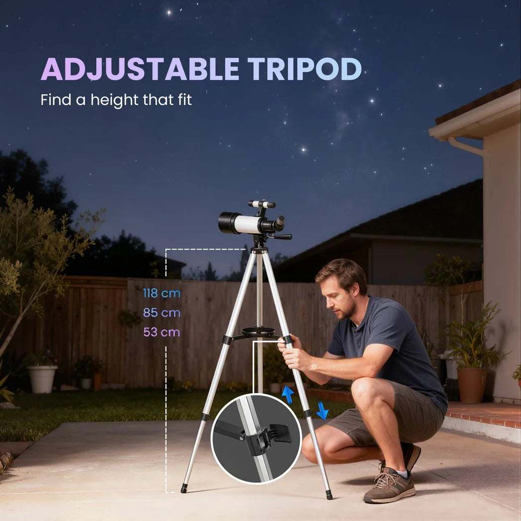 Outsunny Astronomy Telescope with 70 mm Aperture, Adjustable Tripod & Carry Bag – Beginner Stargazing, White