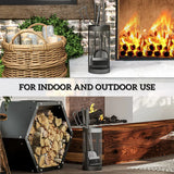 Outsunny 5-Piece Fireplace Tools Set with Mesh Basket – Indoor Outdoor Fireside Accessories, Black