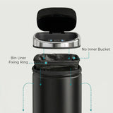 HOMCOM 42L Automatic Motion Sensor Rubbish Bin – Fingerprint-Resistant Stainless Steel Kitchen Bin, Black