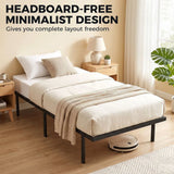 HOMCOM 3ft Single Bed Frame with Underbed Storage Space – Black Metal Platform Bed with Steel Slat Support