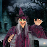 Life Size Talking Hanging Witch, 71in Halloween Decoration with Touch Sensor Sound & Light – Battery Powered