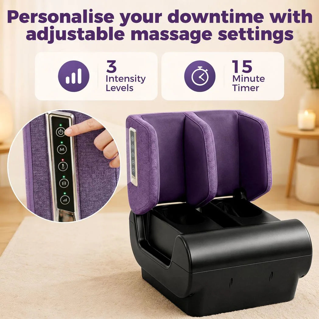 HOMCOM 2-in-1 Foot and Calf Massager with Heat, Air Compression and Timer – Folding Heated Footstool