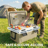 Outsunny 42.6L Insulated Cool Box with Handles, Lid & Drain Valve – Portable Camping Ice Cooler, Khaki