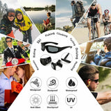 3 Pack Motorcycle Riding Glasses – Padded, Wind Resistant, UV400 Polycarbonate Lenses, Grey, Clear and Yellow