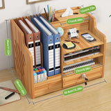 Wooden Desk Organiser – Tabletop Stationery Tidy Stand for Home and Office