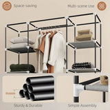 HOMCOM Foldable Wardrobe with 10 Shelves and Hanging Rail – Portable Fabric Clothes Organiser, Light Grey