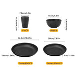 32-Piece Black Dinnerware Set – Round PP Bowls & Plates, BPA-Free Tableware for Home & Parties