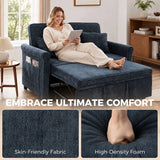 HOMCOM 2 Seater 3-in-1 Sofa Bed with 5-Position Adjustable Backrest – Pull Out Chenille Sleeper, Dark Blue