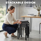 HOMCOM Set of 4 Stackable Round Stools with Cushioned Seats – Backless Kitchen and Dining Room Seating, Dark Grey