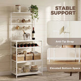 HOMCOM Freestanding Industrial Shelving Unit with Wine Rack and 6 Hooks – Home Office Storage, White