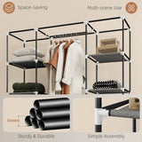 HOMCOM Portable Fabric Wardrobe with Hanging Rail, 10 Shelves and Roll-Up Doors – Foldable Clothes Storage, Dark Grey