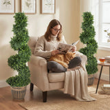 HOMCOM Artificial Spiral Cypress Topiary Trees with Pot – Set of 2