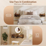 HOMCOM Set of 2 Floating Bedside Tables with Drawer and Open Shelf – Wall-Mounted Nightstands, Rustic Brown