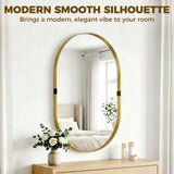 HOMCOM Wall Mirror, Bathroom Mirror with Elevated Aluminium Alloy Frame, 60 x 90 cm, Gold Tone