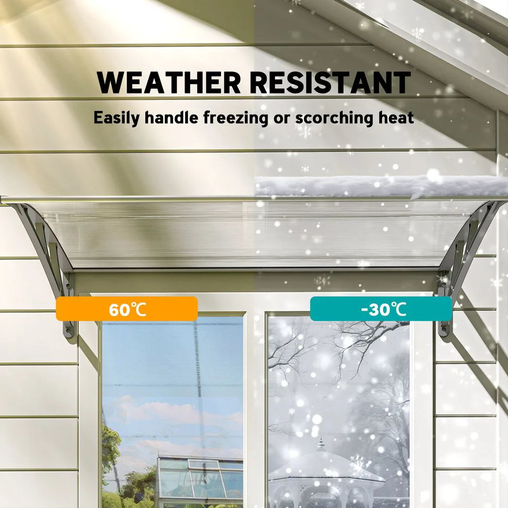 Outsunny Front Door Canopy with Polycarbonate Panels – Outdoor Rain Shelter and Awning, 110 x 60cm, Grey