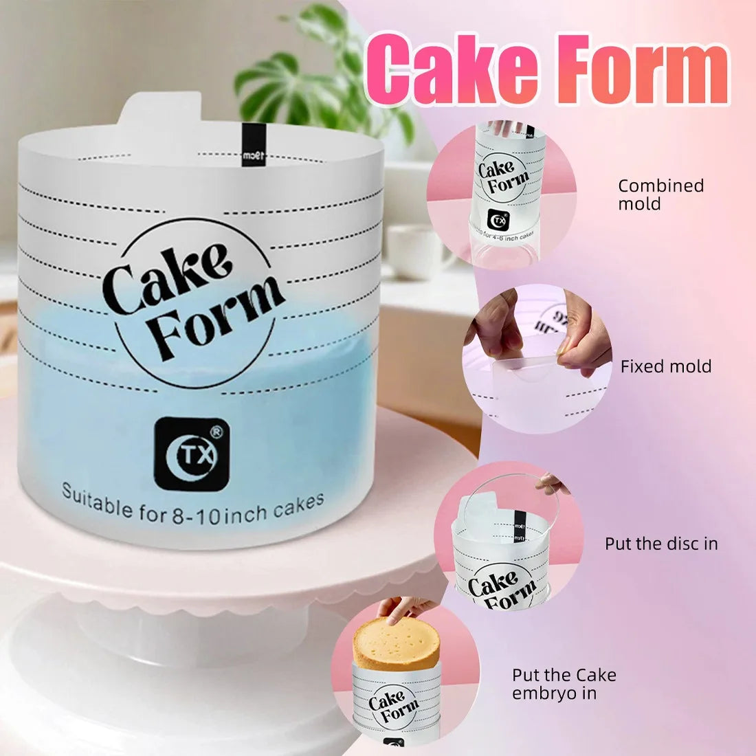 Acrylic Cake Mould Set, 2 Adjustable Round Mousse Cake Rings with Brush – Baking Tool for 6-10 Inch Cakes
