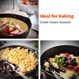 3-Piece Pre-Seasoned Cast Iron Frying Pan Set with Brush & Gloves – Skillet Griddle for Hob and Oven, Black