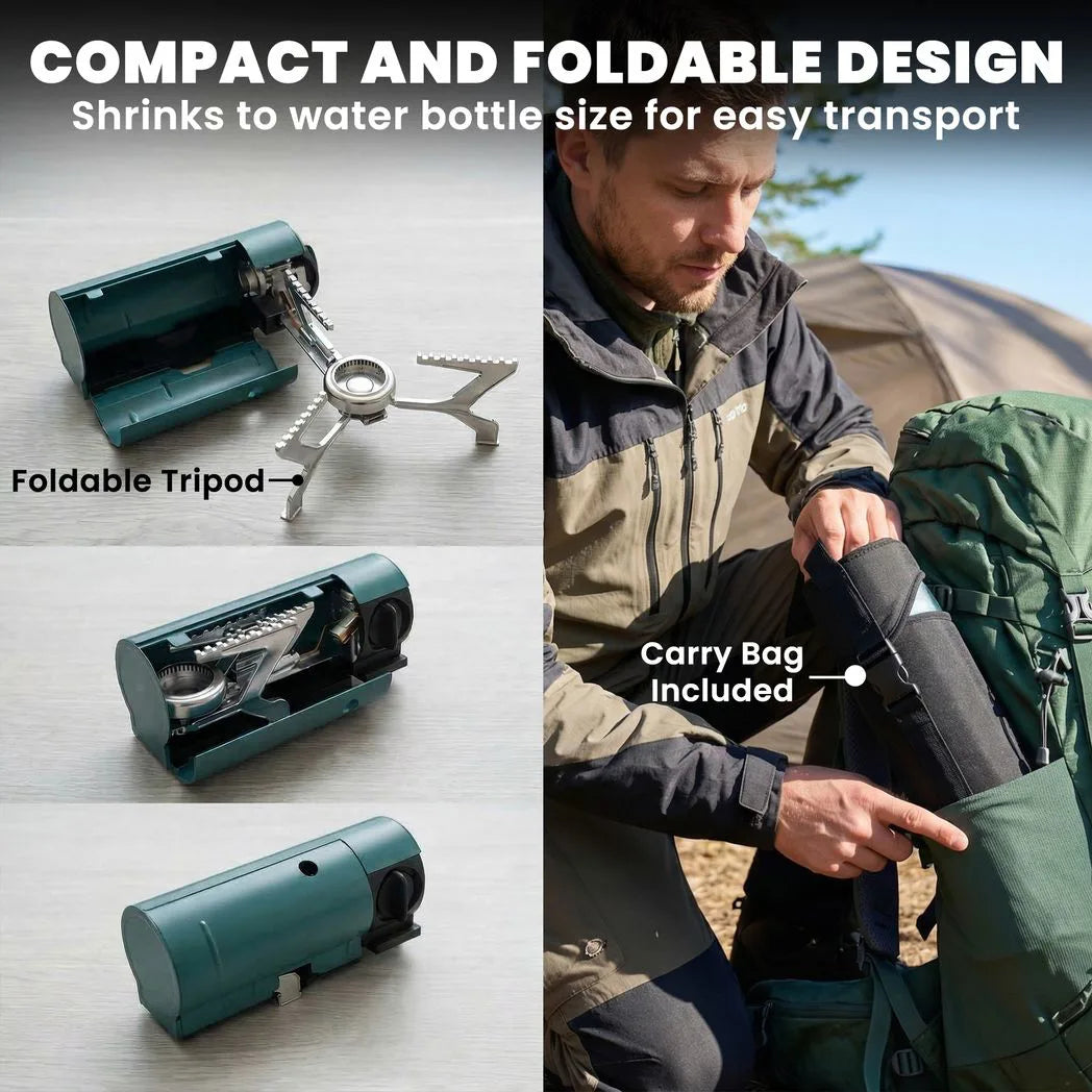 Outsunny 2670 W Foldable Camping Stove with Piezo Ignition and Safety Shut-Off – Portable Gas Cooker, Green