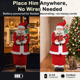 HOMCOM 4ft Singing Dancing Santa Claus with Elf and Gift Box – Animated Christmas Figure, Sound and Touch Activated