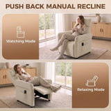 HOMCOM Push Back Recliner Armchair with 8-Point Massage, Lumbar Heat and Adjustable Armrests – Beige