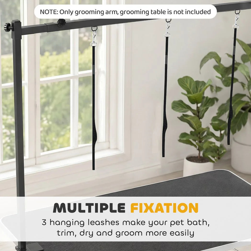PawHut Dog Grooming Arm with Clamp and 3 Nooses, Adjustable H-Shape Table Arm – Home Pet Grooming, Black