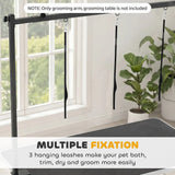 PawHut Dog Grooming Arm with Clamp and 3 Nooses, Adjustable H-Shape Table Arm – Home Pet Grooming, Black