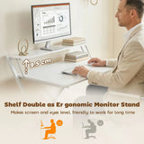 HOMCOM Compact Folding Desk with Storage Shelf – Space-Saving Home Office Computer Desk, White