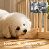 PawHut Wooden Freestanding Dog Gate with 3 Folding Panels and 2 Support Feet – Indoor Pet Barrier, Natural