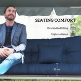 Outsunny 3 Seater Swing Seat and Back Cushion Set with 2 Pillows, Water Repellent, Dark Blue