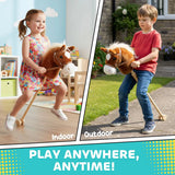 AIYAPLAY Stick Horse with Wooden Wheels, Galloping and Neighing Sounds, Grip Handle – 95 cm, Brown