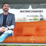 Outsunny 3 Seater Swing Seat and Back Cushion Set with 2 Pillows, Water Repellent, Orange