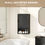 HOMCOM Wall Mounted Bathroom Cabinet with Adjustable Shelves – Louvred Door Storage, 40 x 20 x 60 cm, Black