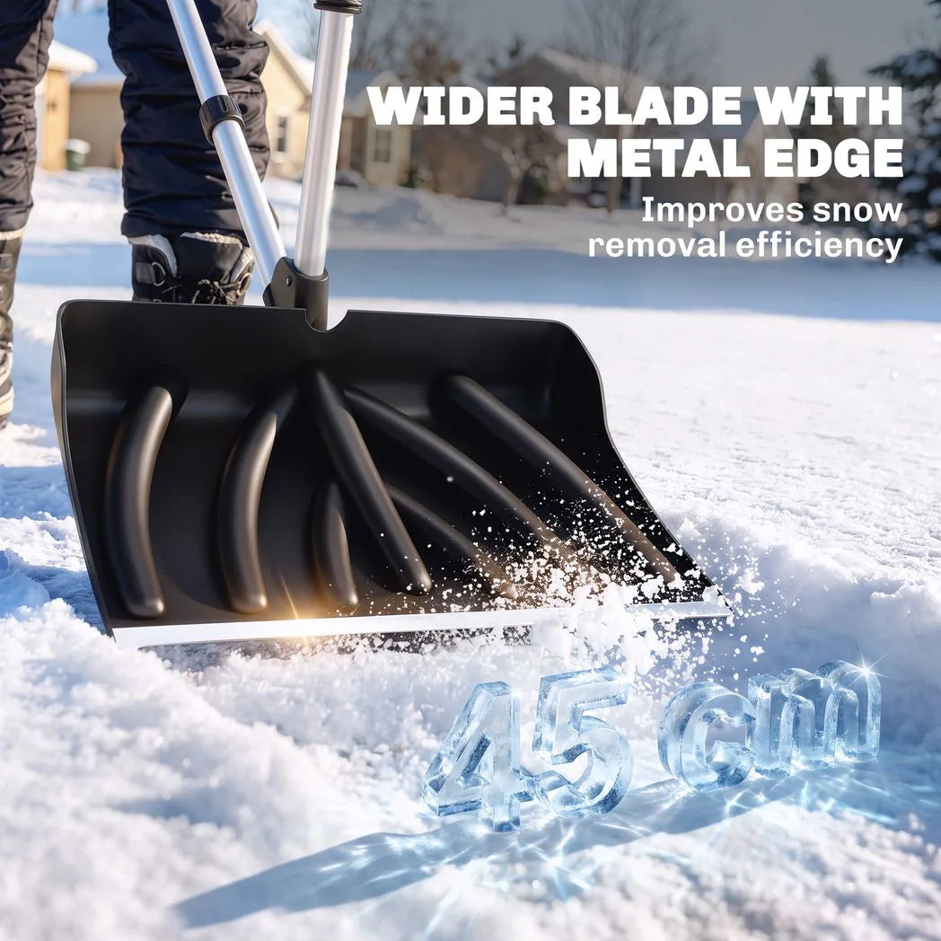 Outsunny Heavy-Duty Snow Shovel with Assist Handle, 45cm Wide Blade & Detachable Aluminium Handle – Snow Pusher