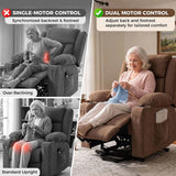 HOMCOM Dual Motor Recliner Chair, 55° Electric Lift Chair for Elderly, Recliner Armchair with Massage and Heat, Brown