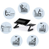 Adjustable Folding Laptop Stand Table with 360° Rotating Legs – Portable Lap Desk for Bed & Sofa, Black