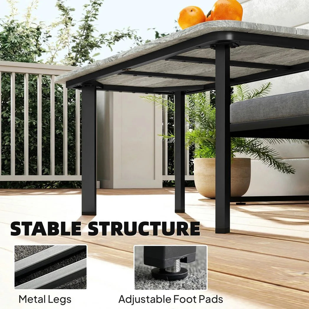 Outsunny Garden Coffee Table with Slatted Wood Plastic Composite Top & Metal Frame – Patio Table, Grey
