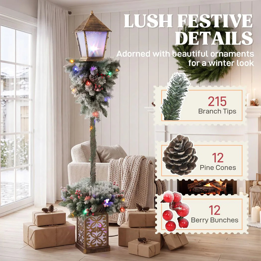 Outsunny 5ft Lighted Christmas Street Lamp with Snow Tips