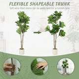 HOMCOM 180cm Artificial Fiddle Leaf Fig Tree with 98 Leaves and White Pot – Lifelike Faux Plant, Green