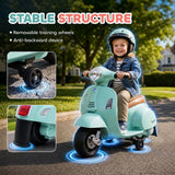 HOMCOM Vespa Licensed 6V Kids Electric Motorbike with Training Wheels and Horn – Ride-On, 18-36 Months, Green