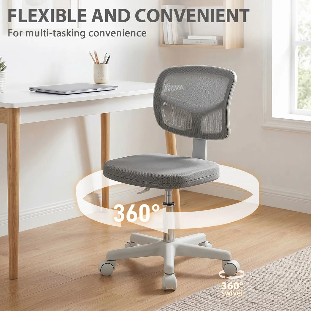 Vinsetto Small Armless Office Chair with Curved Back – Ergonomic Swivel Mesh Desk Chair, Dark Grey